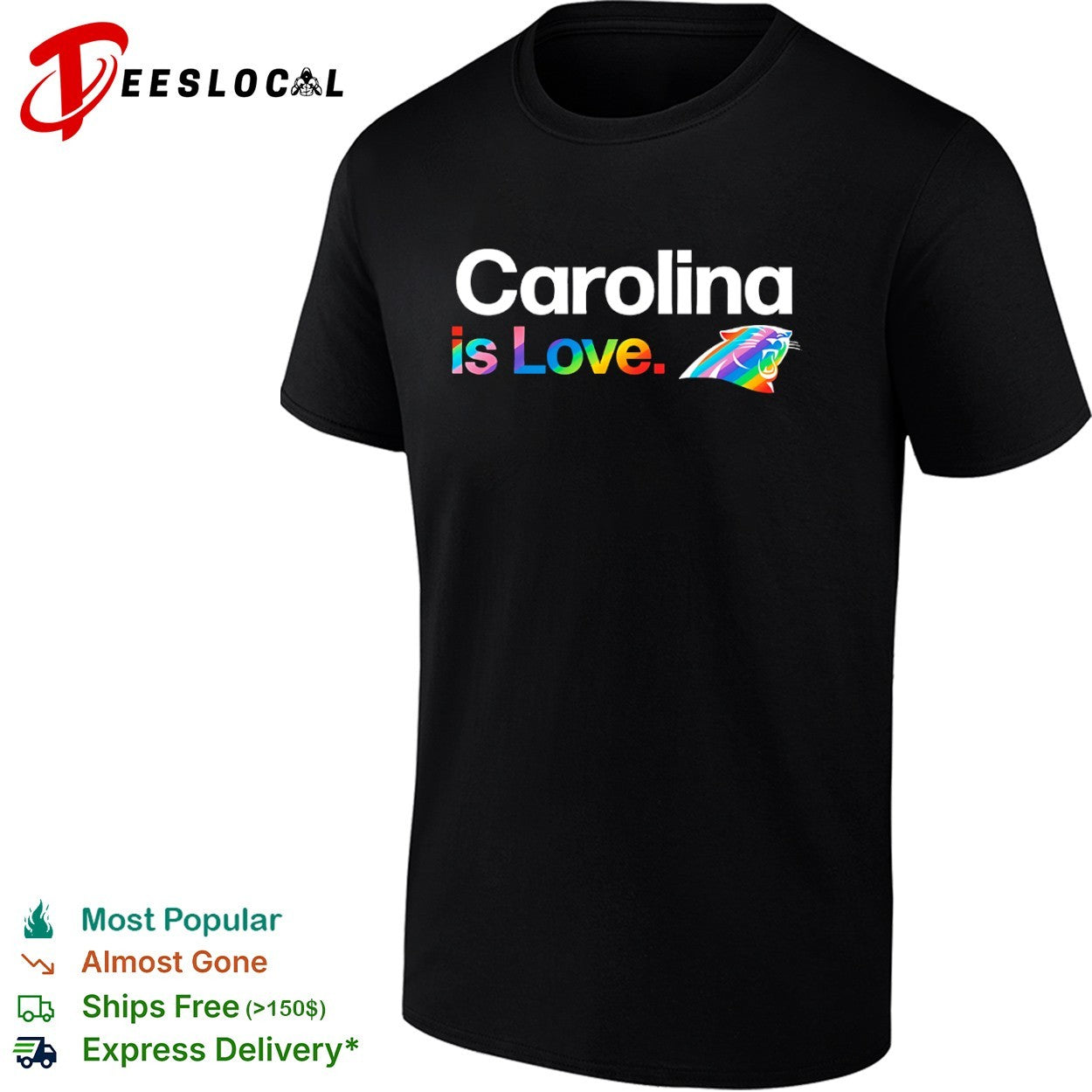 Carolina is Love Carolina Panthers Rainbow Pride NFL Logo shirt