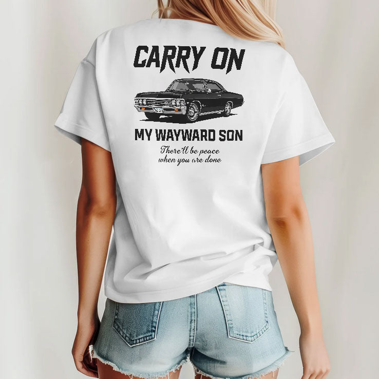 Carry On My Wayward Son Car T Shirt