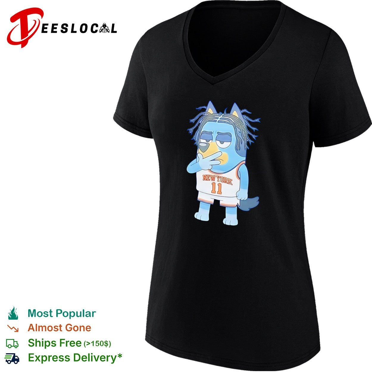 Cartoon dog Jalen Brunson New York Knicks basketball crossover dog shirt