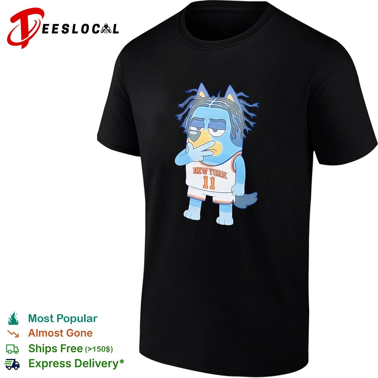 Cartoon dog Jalen Brunson New York Knicks basketball crossover dog shirt