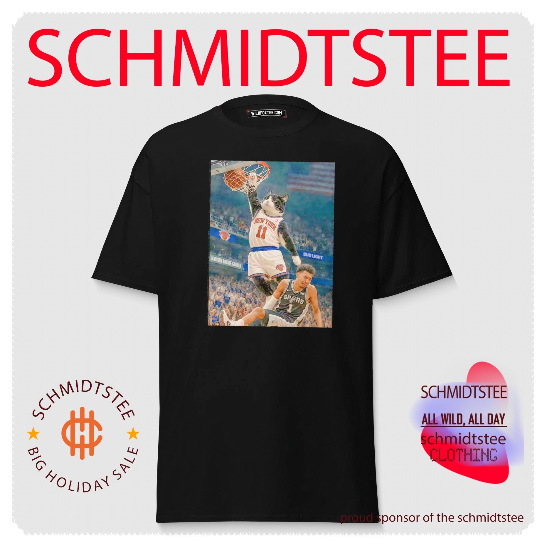 Cat dunking on Victor Wembanyama New York Knicks shirt