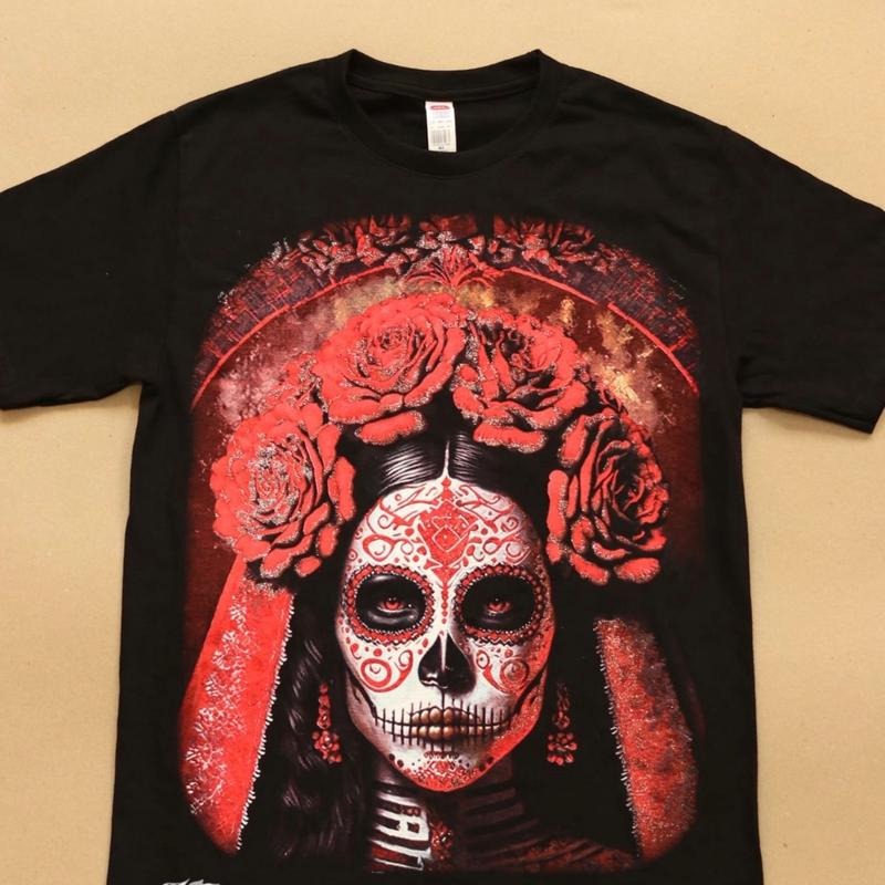Catrina Red Cotton Black Casual T-Shirts