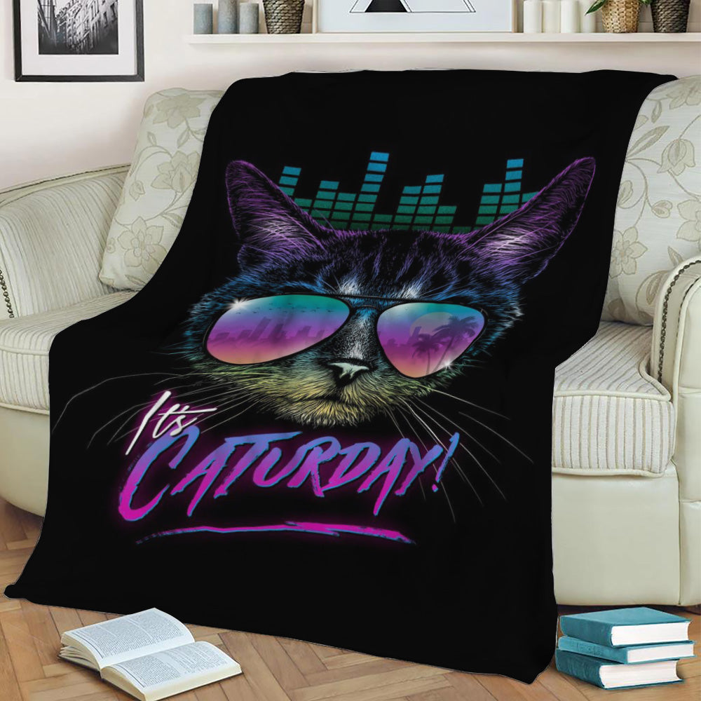 Caturday! Fleece Throw Blanket