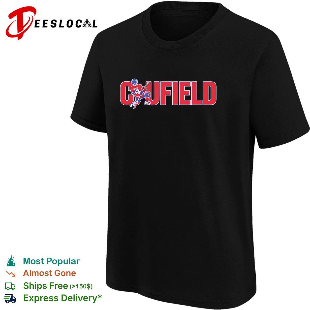 Caufield Montreal Canadiens hockey player number 13 typography shirt