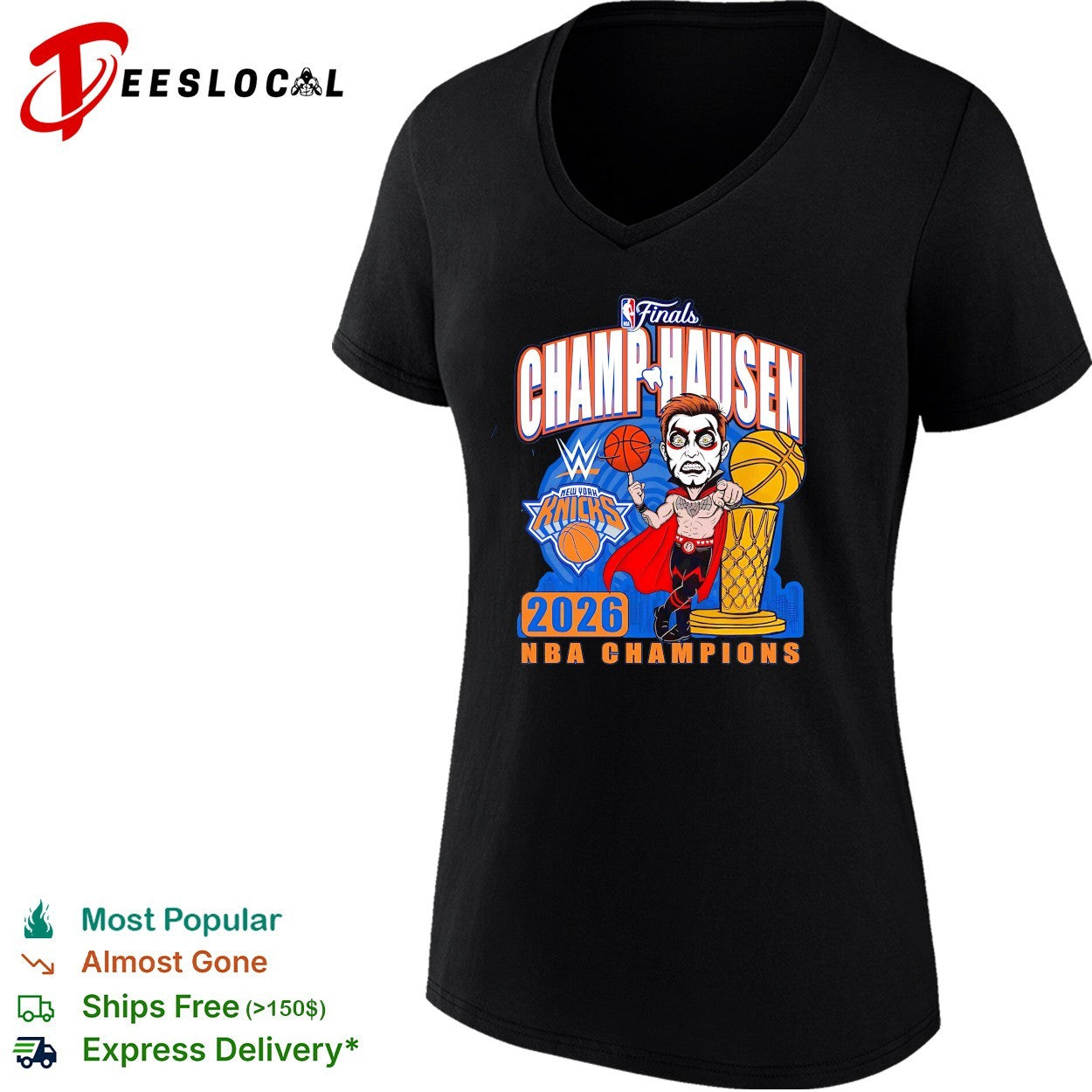 Champ-hausen wrestling parody New York Knicks 2026 NBA Champions cartoon shirt