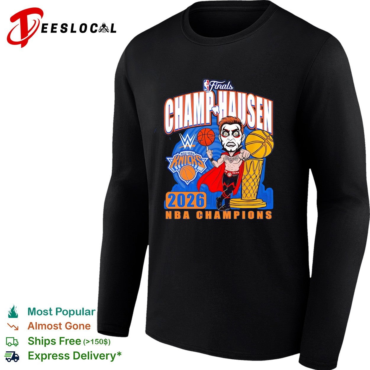 Champ-hausen wrestling parody New York Knicks 2026 NBA Champions cartoon shirt