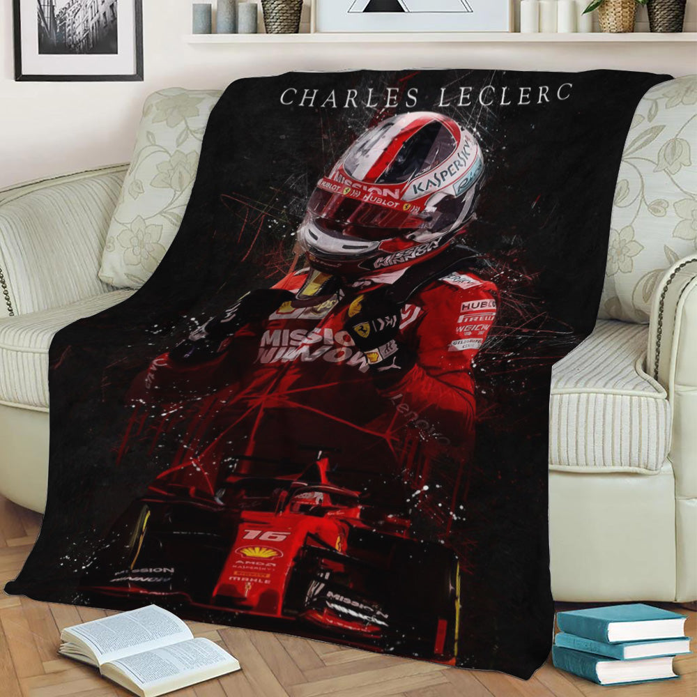 Charles Leclerc Fleece Throw Blanket