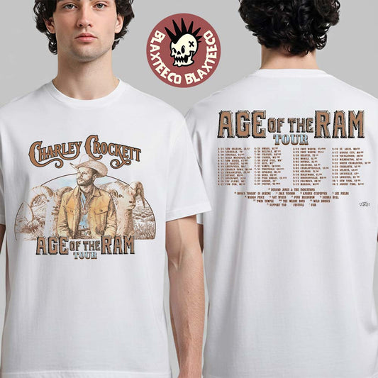 Charley Crockett Age Of The Ram Tour 2026 North America Schedule Dates Two Sided T-Shirt