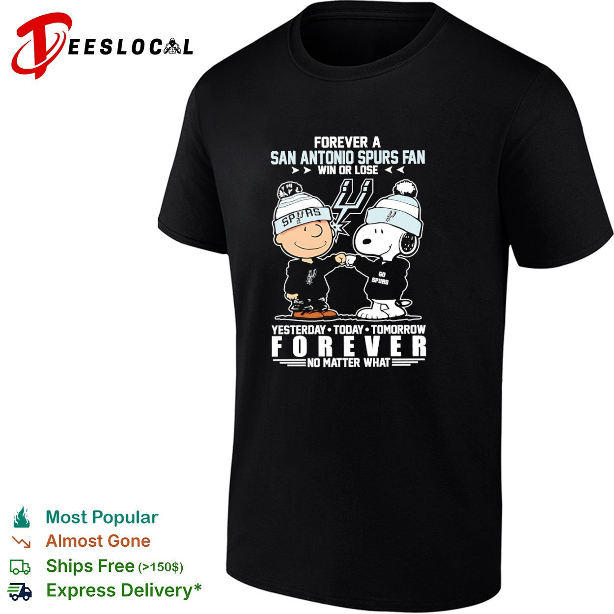 Charlie Brown and Snoopy Forever a San Antonio Spurs Fan Win or Lose shirt