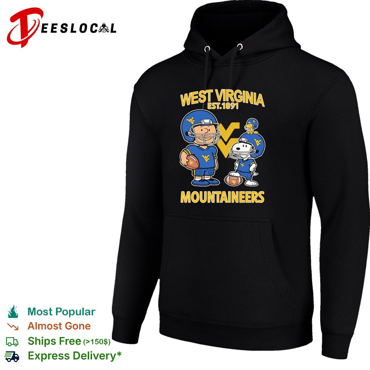 Charlie Brown and Snoopy West Virginia Mountaineers est 1891 Peanuts NCAA shirt