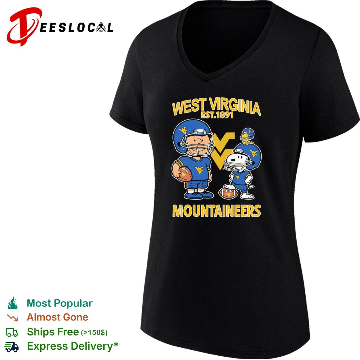Charlie Brown and Snoopy West Virginia Mountaineers est 1891 Peanuts NCAA shirt
