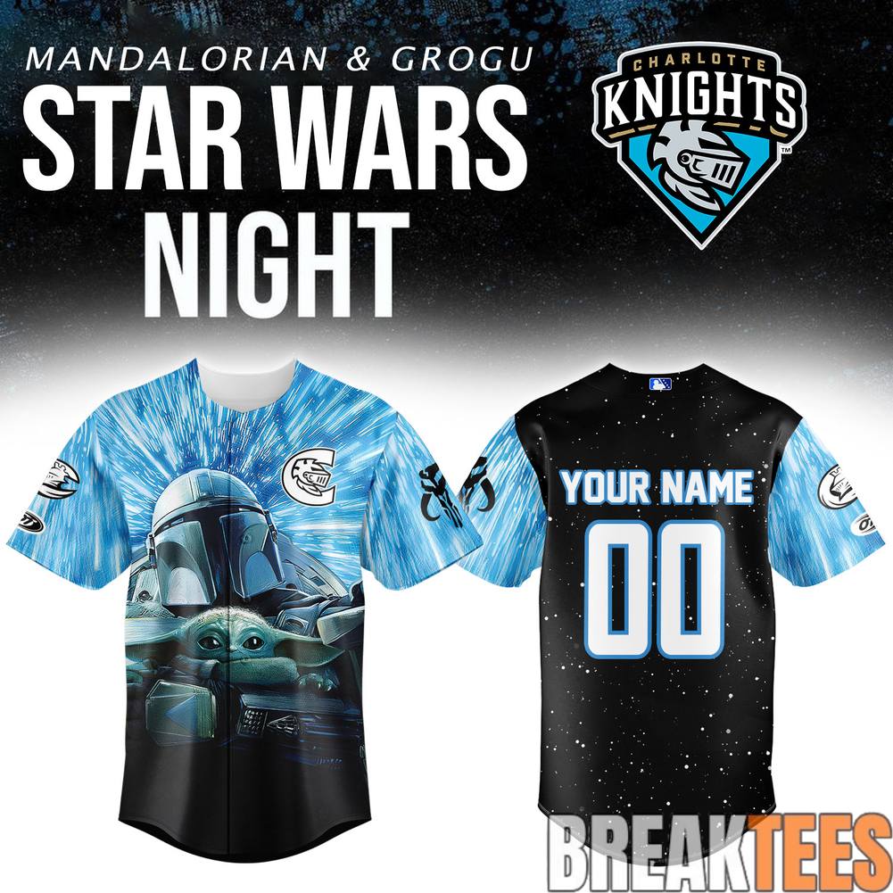 Charlotte Knights x Star Wars Mandalorian & Grogu Custom Baseball Jersey