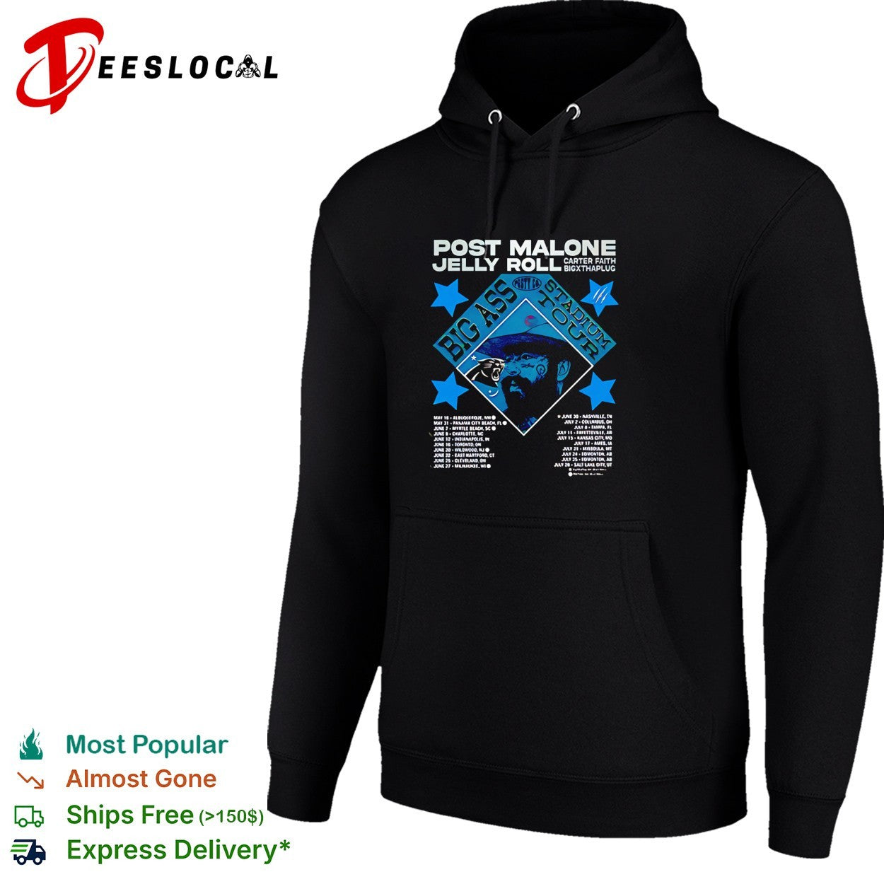Charlotte Panthers x Post Malone Jelly Roll Big Ass Stadium Tour 2026 shirt