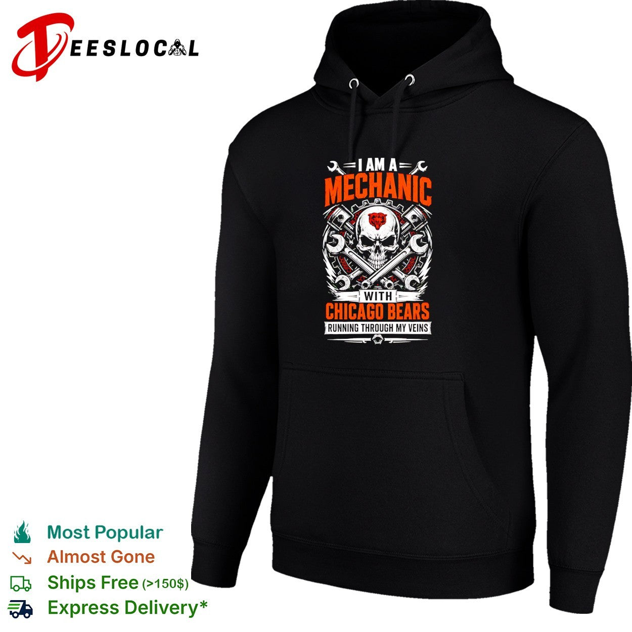 Chicago Bears I am a mechanic running through my veins skeleton vintage shirt