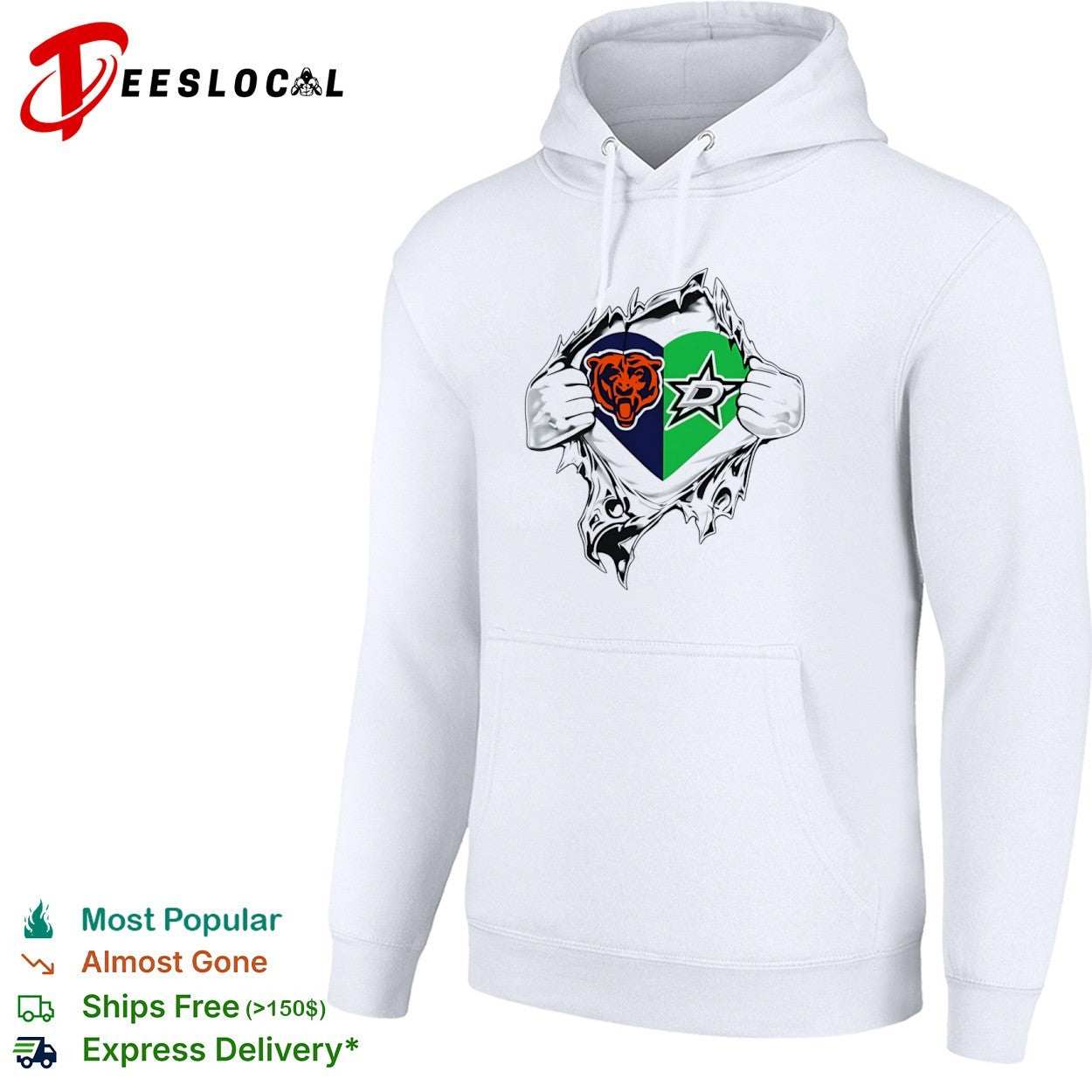 Chicago Bears and Dallas Stars Heart inside me shirt
