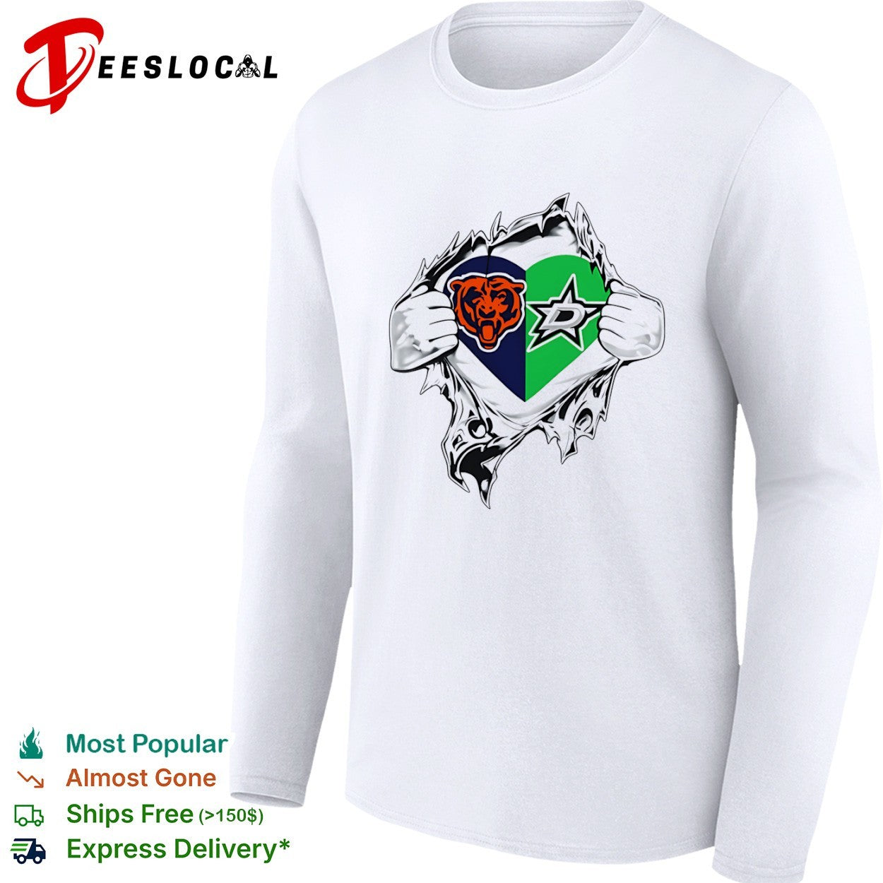 Chicago Bears and Dallas Stars Heart inside me shirt