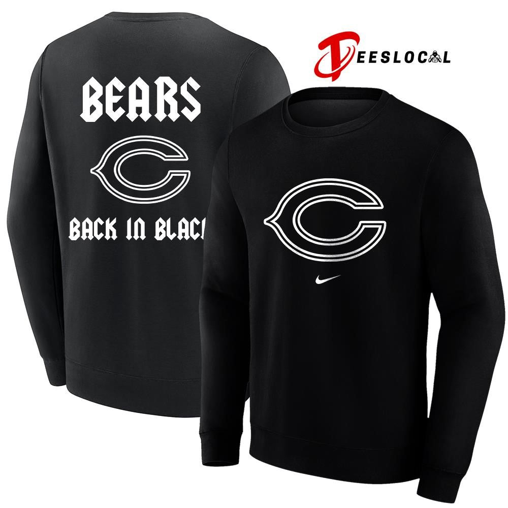Chicago Bears back in black logo shirt