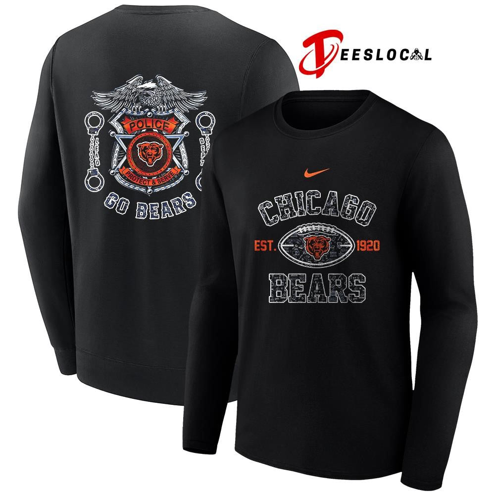 Chicago Bears law enforcement tribute protect and serve logo shirt
