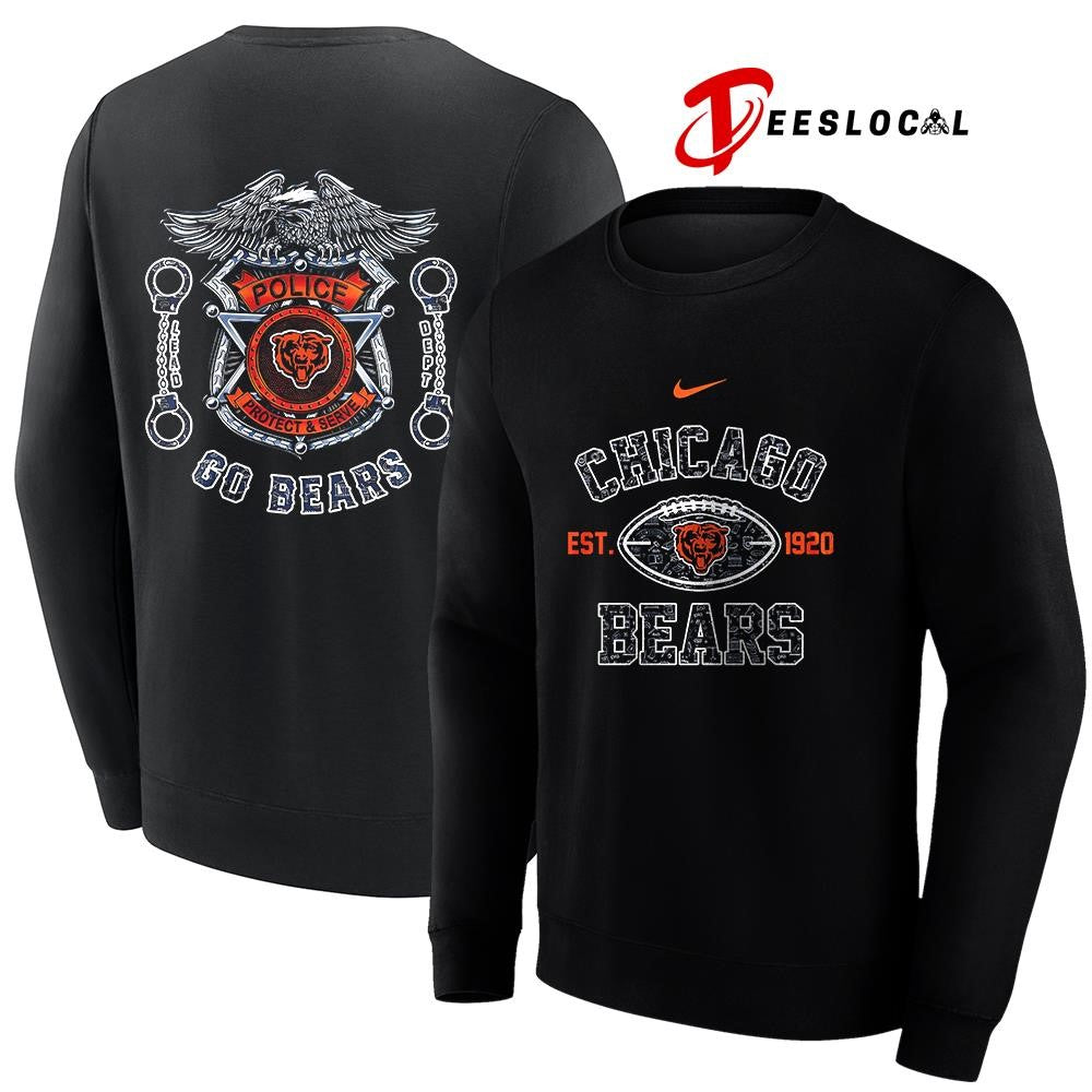 Chicago Bears law enforcement tribute protect and serve logo shirt