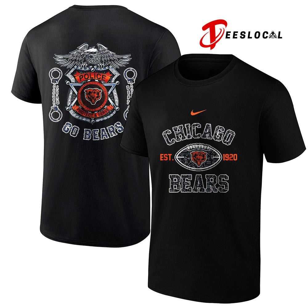 Chicago Bears law enforcement tribute protect and serve logo shirt