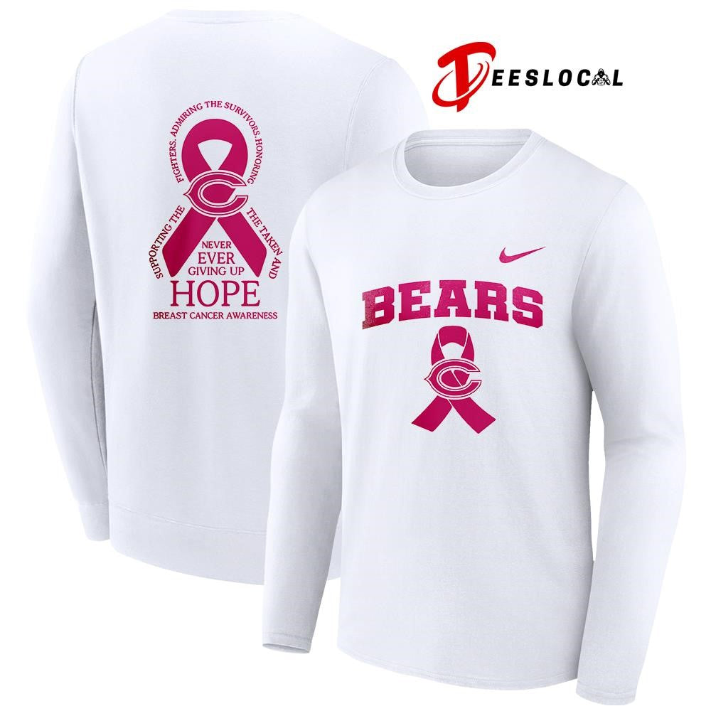 Chicago Bears never ever giving up hope breast cancer awareness shirt