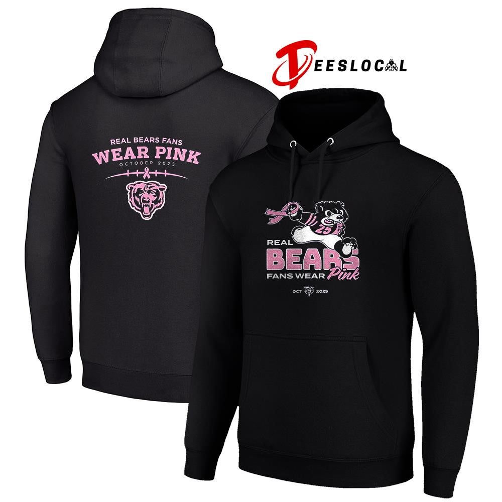 Chicago Bears real Bears fans wear pink cancer awareness mascot shirt