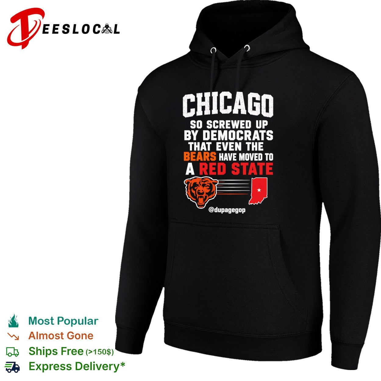 Chicago Bears so screwed up by democrats that even the bears have moved to a red state shirt
