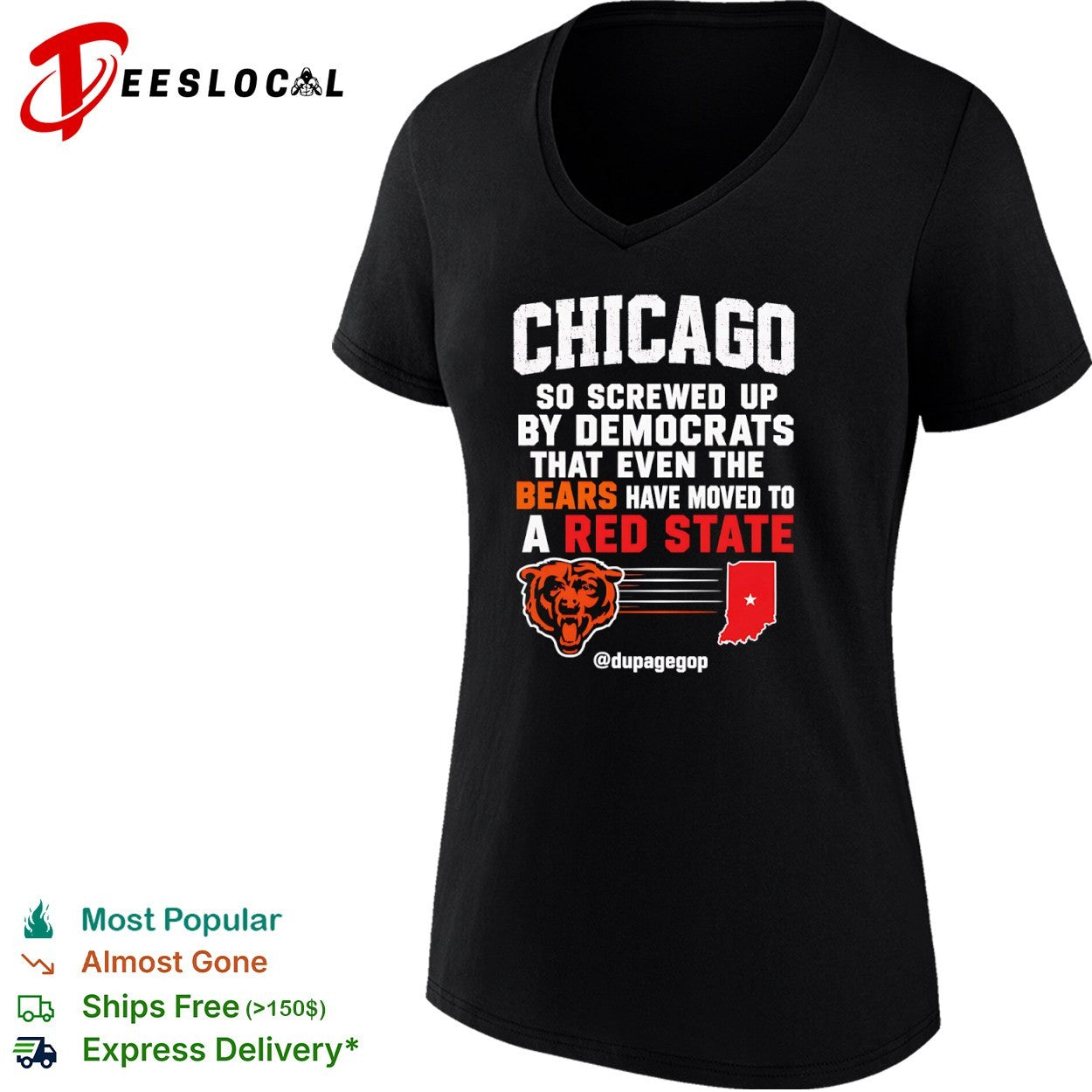 Chicago Bears so screwed up by democrats that even the bears have moved to a red state shirt