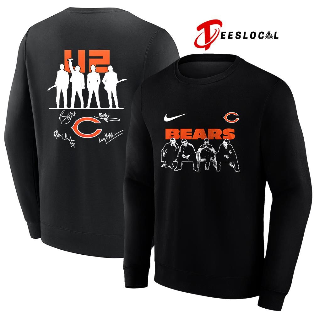 Chicago Bears x U2 band signature silhouette shirt