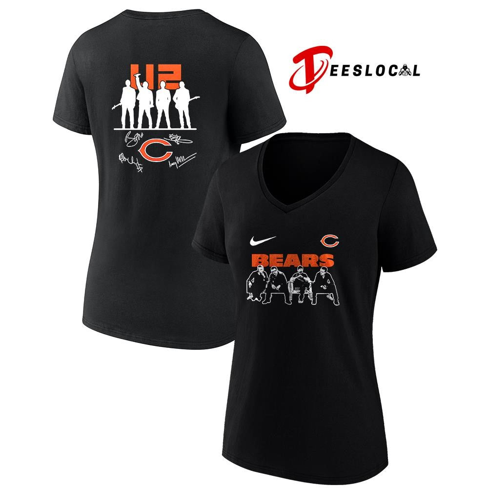 Chicago Bears x U2 band signature silhouette shirt