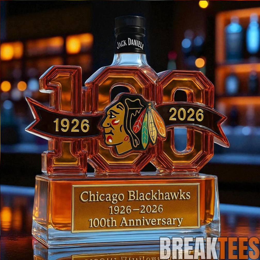 Chicago Blackhawks 100th Anniversary Whiskey Bottle