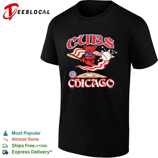 Chicago Cubs x Grateful Dead dancing bear Chicago graphic shirt