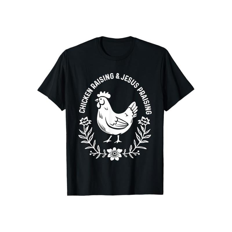 Chicken Raising Jesus Praising Pure Cotton Casual Street Crew Neck Short Sleeve Tops T-Shirts