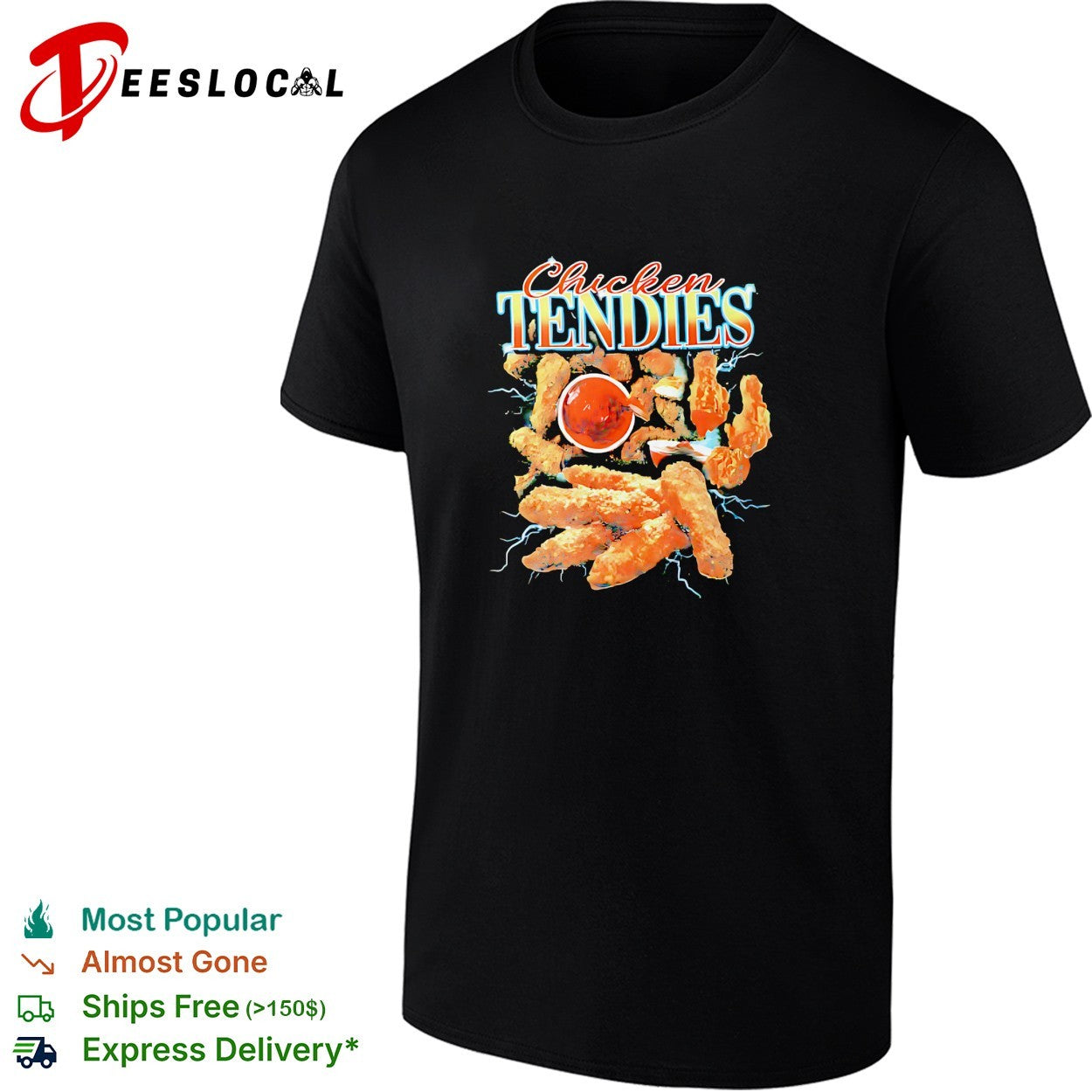 Chicken tendies food lightning vintage graphic shirt