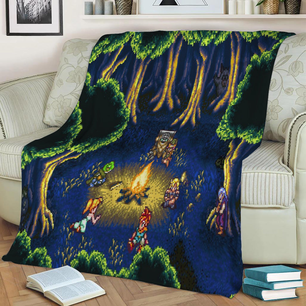 Chrono Trigger Campfire Fleece Throw Blanket