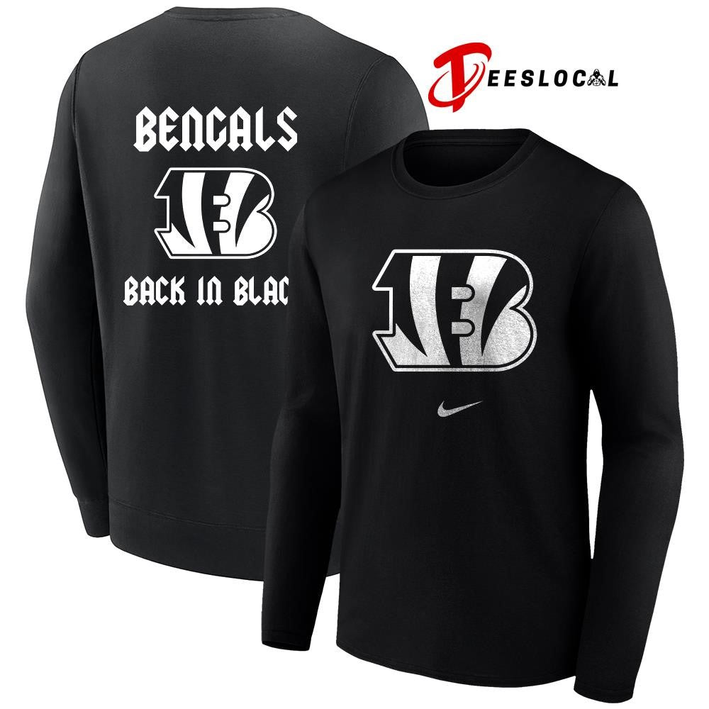 Cincinnati Bengals back in black logo shirt
