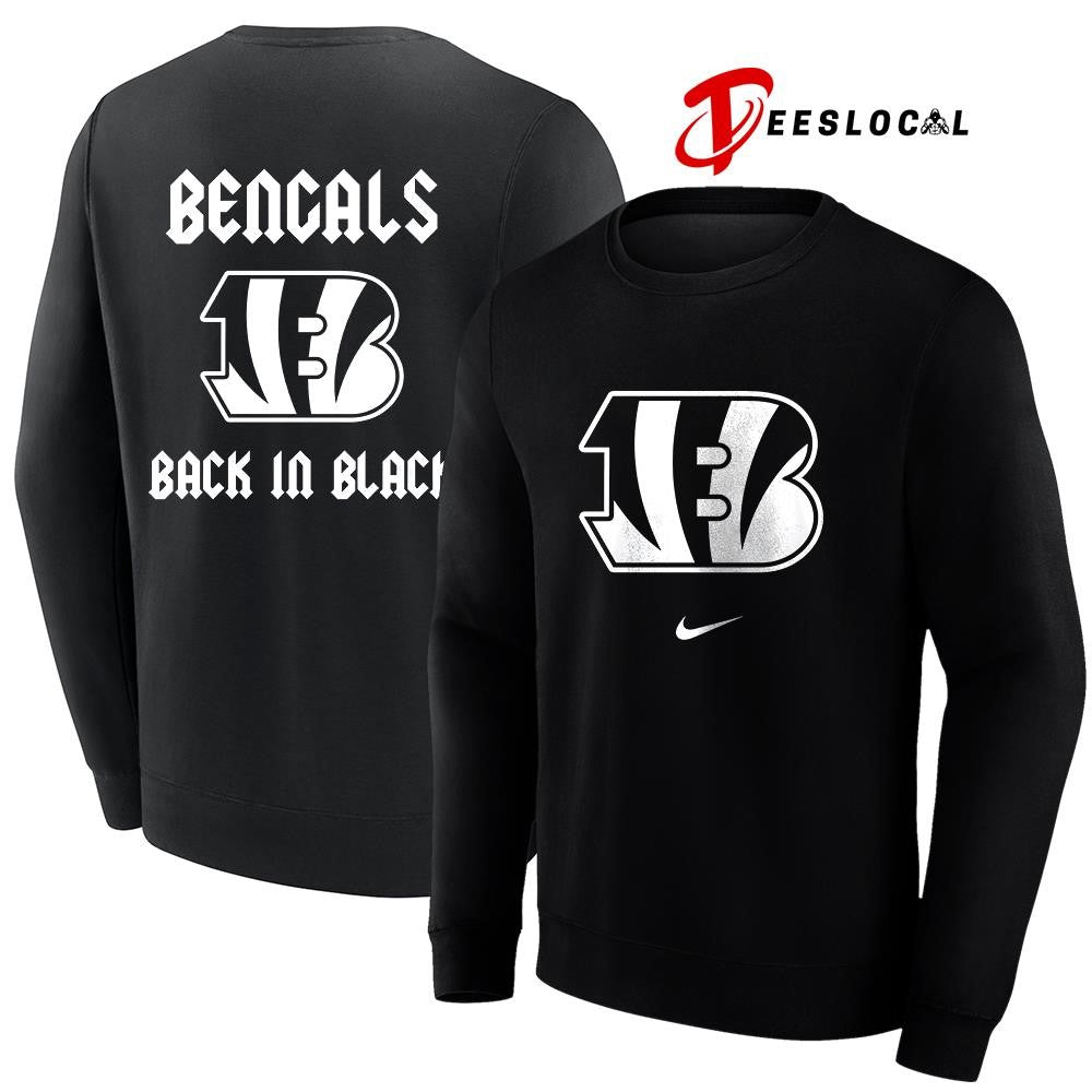 Cincinnati Bengals back in black logo shirt