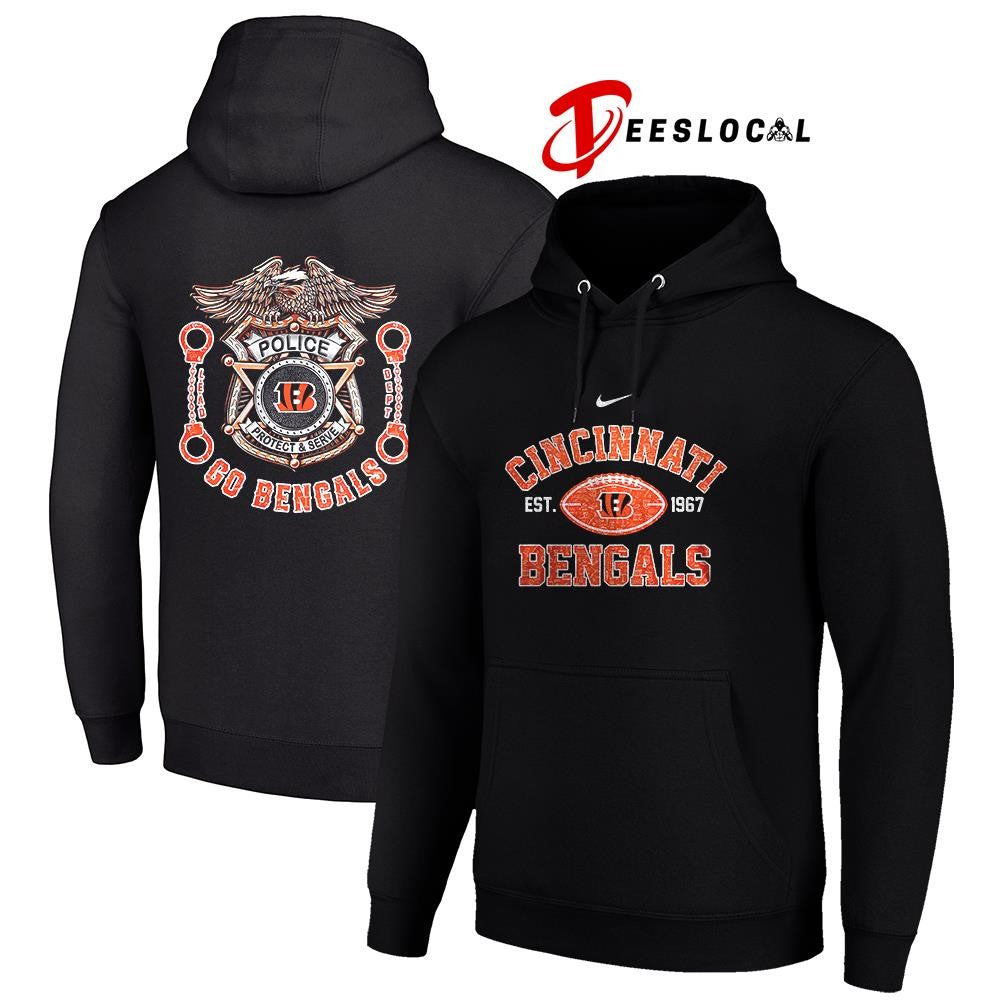 Cincinnati Bengals law enforcement tribute protect and serve logo shirt