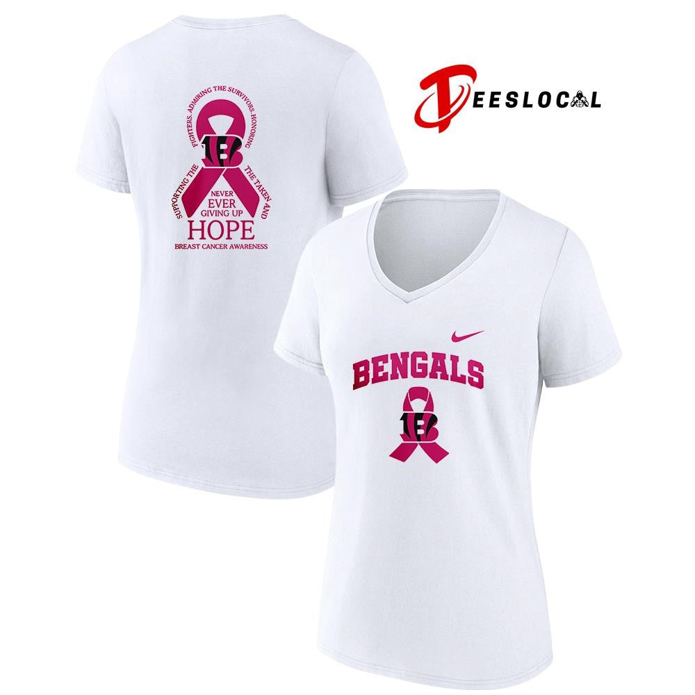 Cincinnati Bengals never ever giving up hope breast cancer awareness shirt