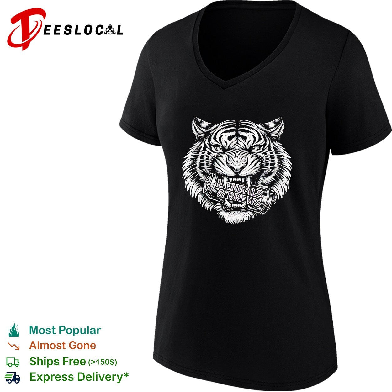 Cincinnati Bengals tiger head black white bold graphic shirt