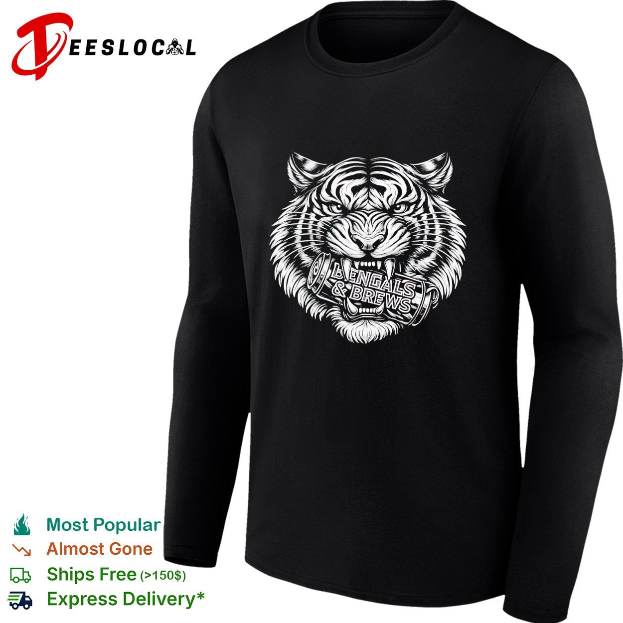 Cincinnati Bengals tiger head black white bold graphic shirt
