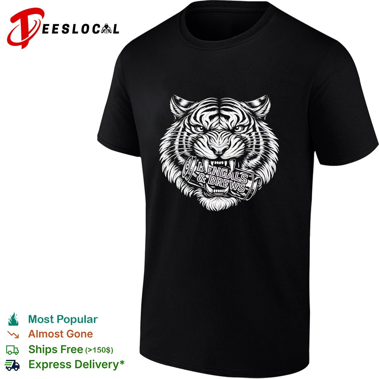 Cincinnati Bengals tiger head black white bold graphic shirt