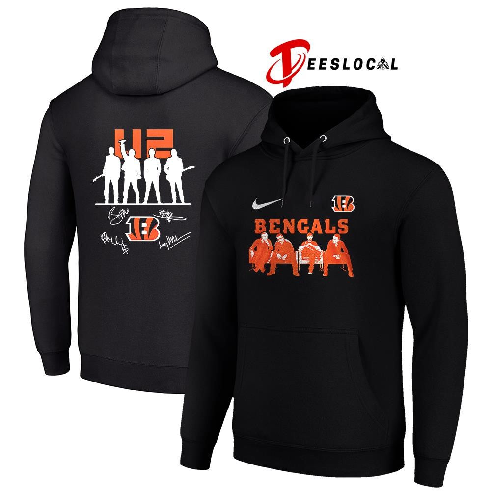 Cincinnati Bengals x U2 band signature silhouette shirt