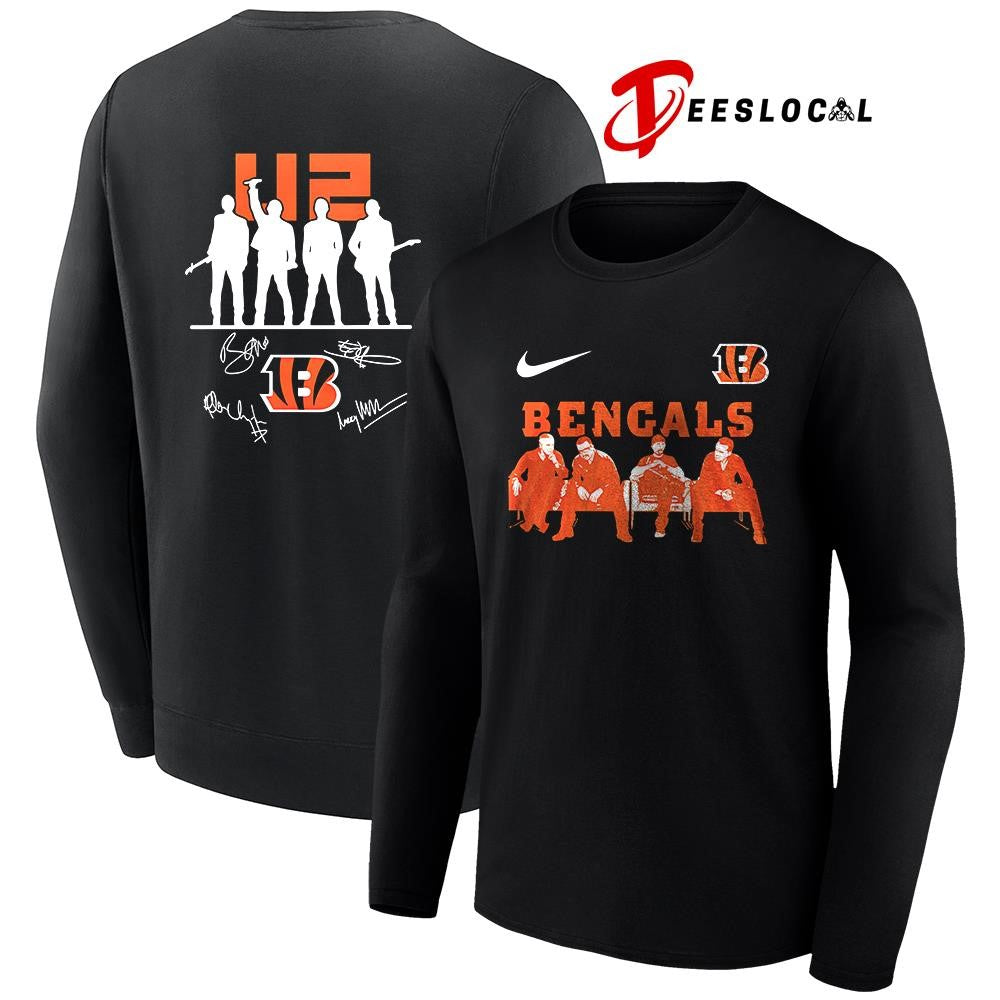 Cincinnati Bengals x U2 band signature silhouette shirt