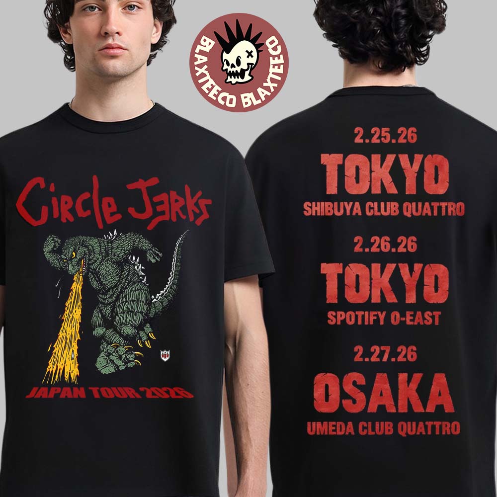 Circle Jerks Japan Tour 2026 Merch Godzilla With Dates Two Sided T-Shirt