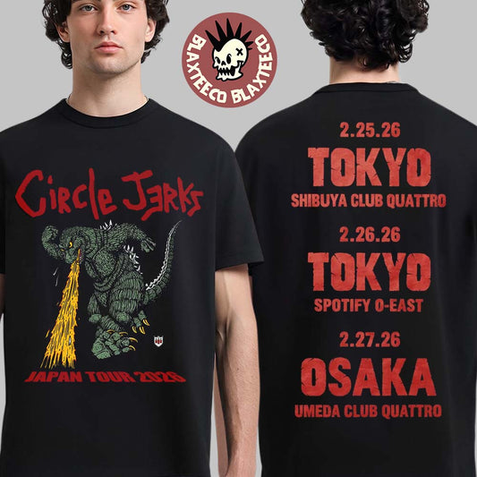 Circle Jerks Japan Tour 2026 Merch Godzilla With Dates Two Sided T-Shirt