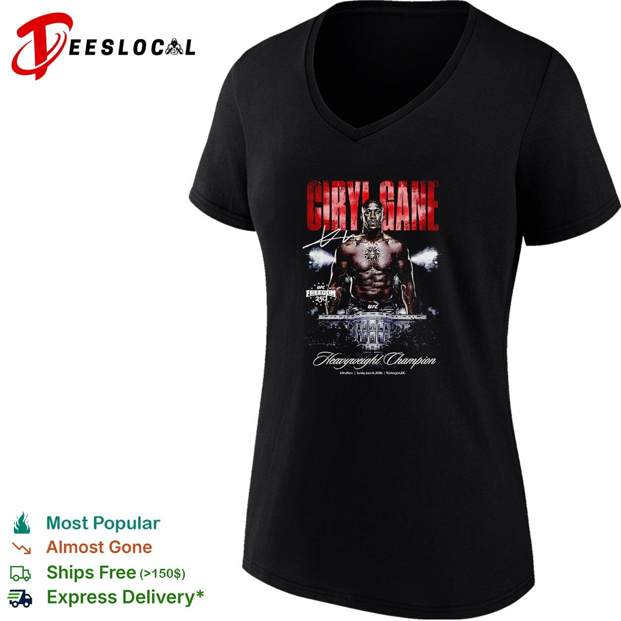 Ciryl Gane heavyweight champion UFC Freedom 250 Ultimate Fighting Championship poster shirt