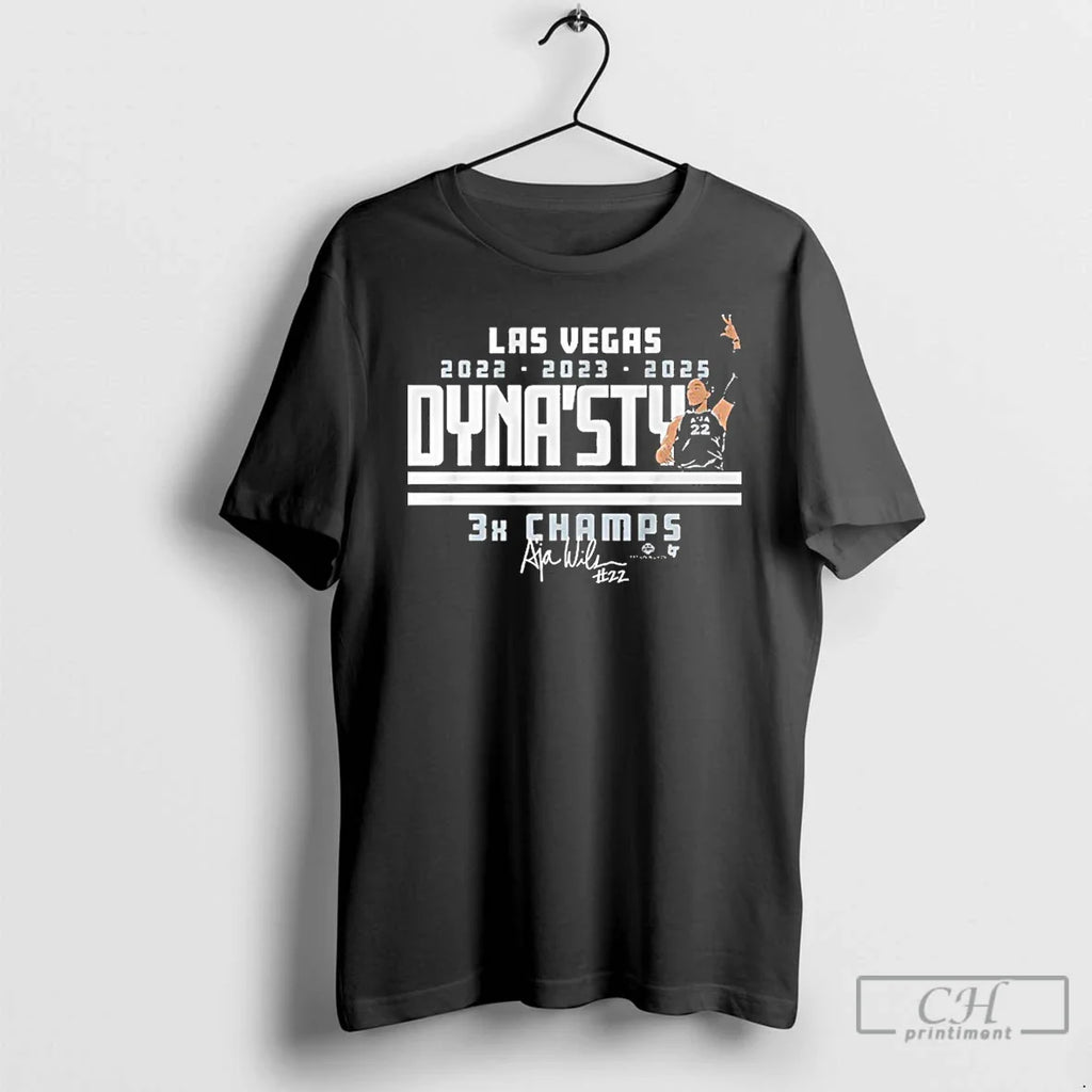 Classic Aja Wilson Dynasty Champions Signature T Shirts