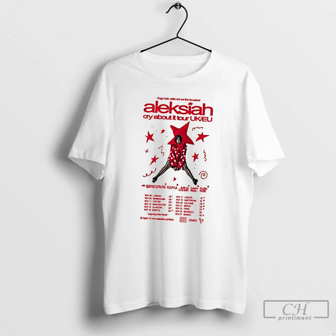 Classic Aleksiah Cry About It Uk Eu Tour 2025 T Shirts