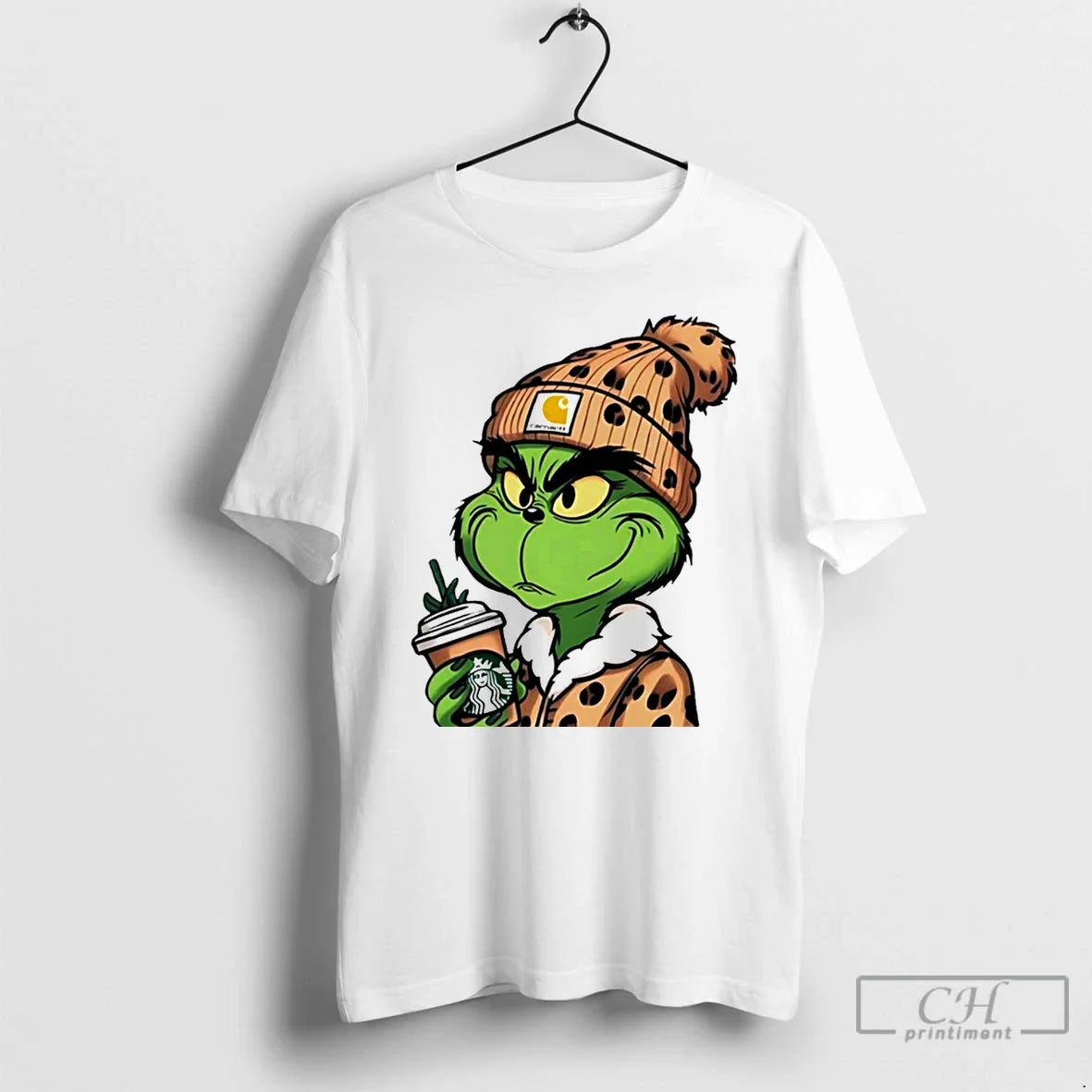 Classic Grinch Boujee Leopard White T Shirts